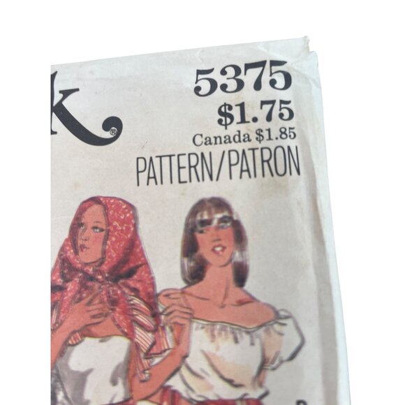 Butterick 5375 Gypsy Boho Prairie Vintage Sewing 1980s Costume Pattern Size 24 - Picture 2 of 8